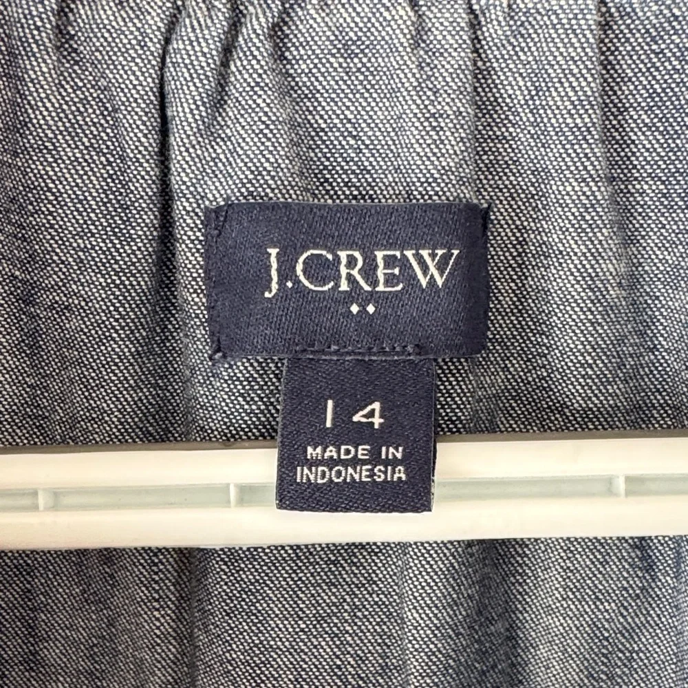 J. Crew 100% Cotton Dark Wash Denim Long Sleeve Dress Size 14